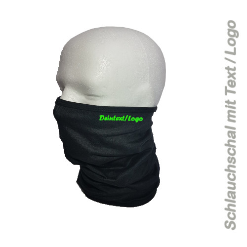 ! 1x Schlauchschal Halswärmer 25x50cm schwarz mit Text / Logo ! 1x Schlauchschal Halswärmer 25x50cm schwarz mit Text / Logo
